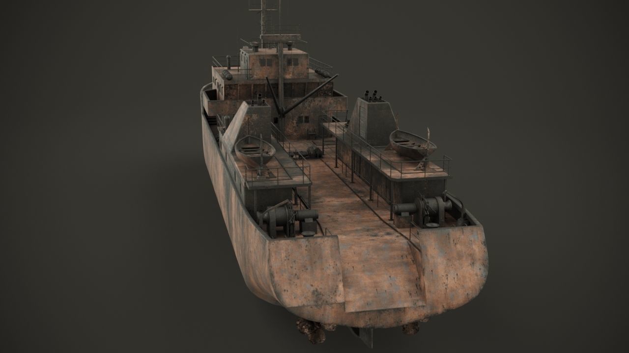 Old rusted abandoned vessel 3D model_4