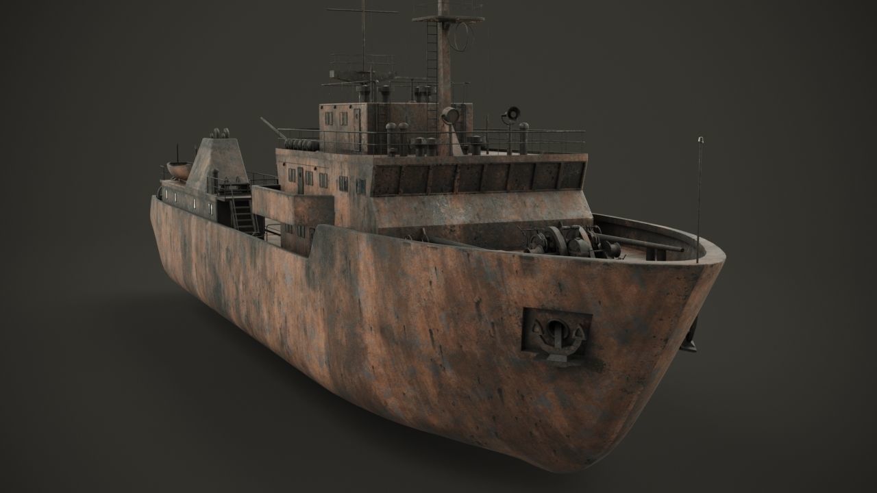 Old rusted abandoned vessel 3D model_6