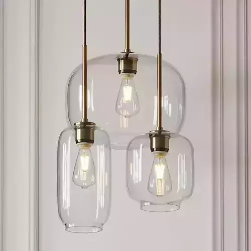Mid Century Modern Glass Jar Geo Pendant 3D model