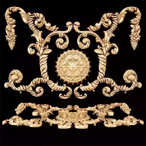 Baroque floral carving 3D model