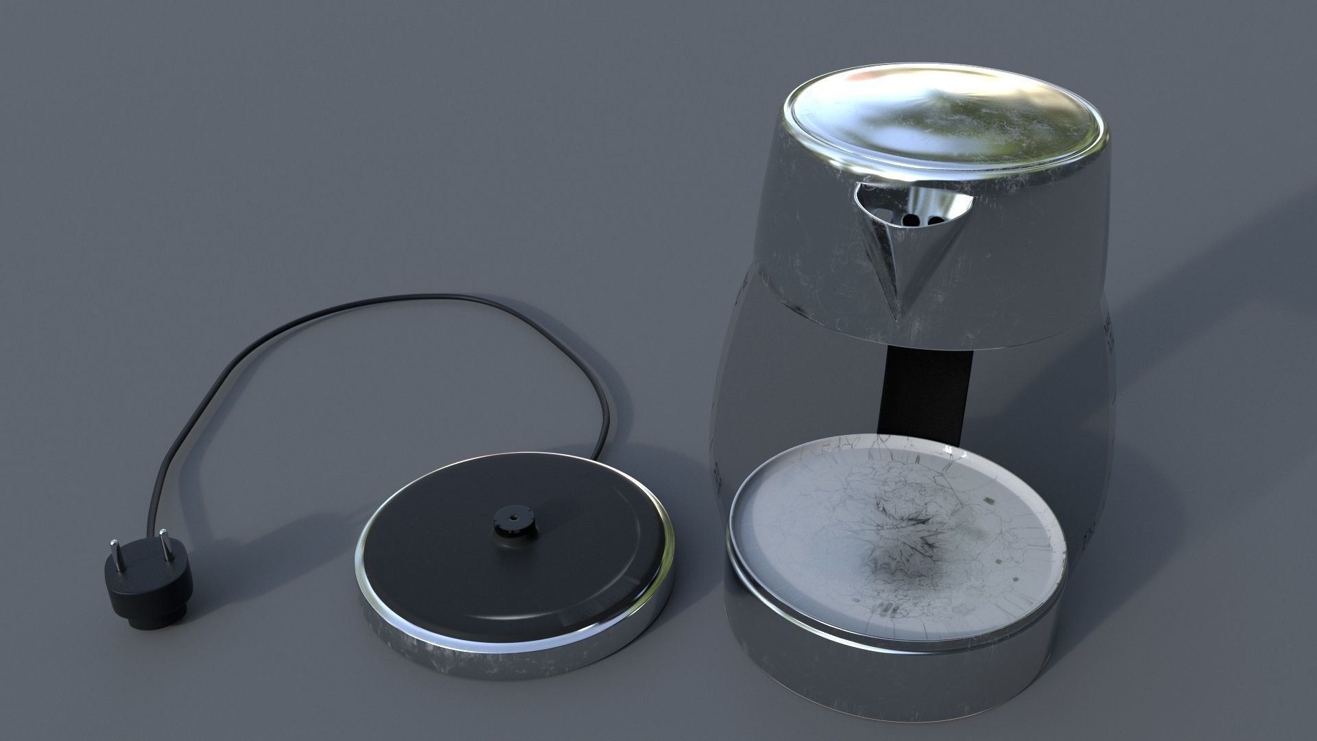 Kettle coffee maker with cup of coffee Low-poly 3D model_7