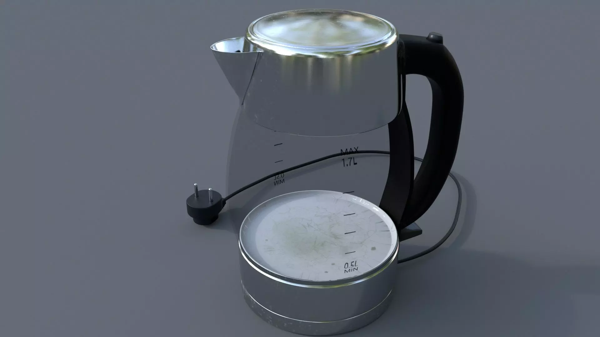 Kettle coffee maker with cup of coffee Low-poly 3D model_0