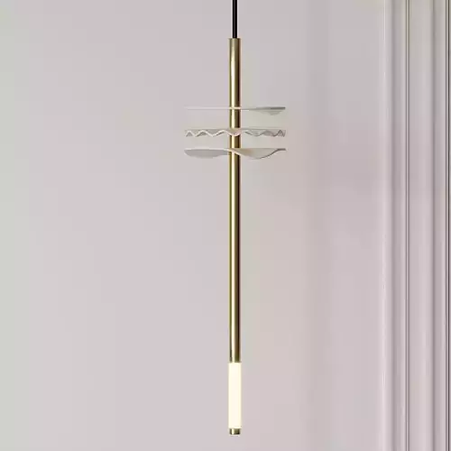 Needle Pendant Light in Porcelain and Brass