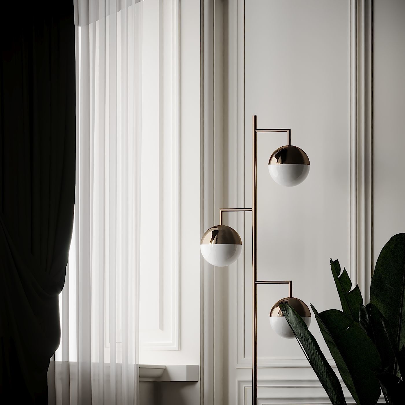 ORBS CHAMPAGNE FLOOR LAMP CB2 Exclusive 3D model_2