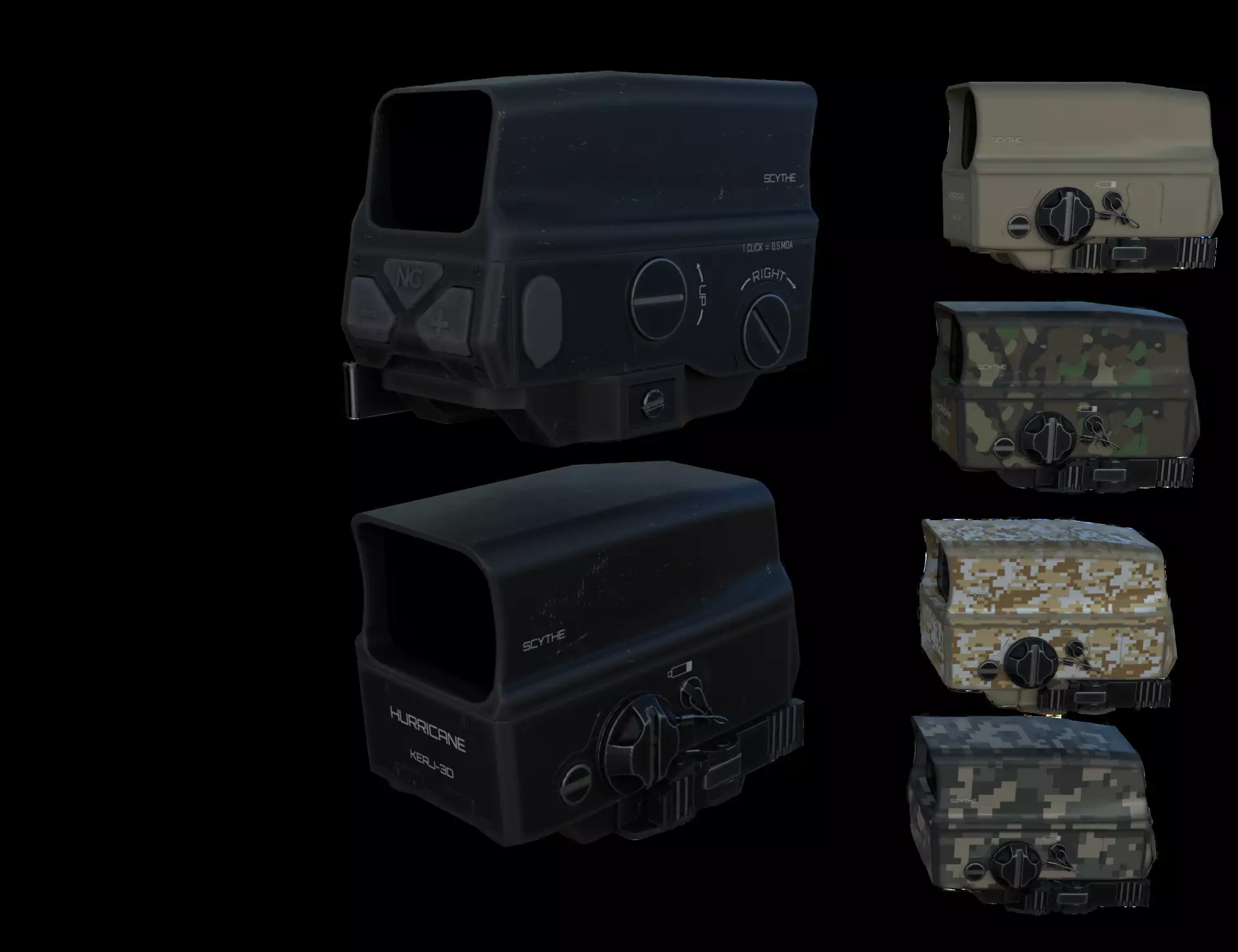 Hurricane Holographic Sight Low-poly 3D model