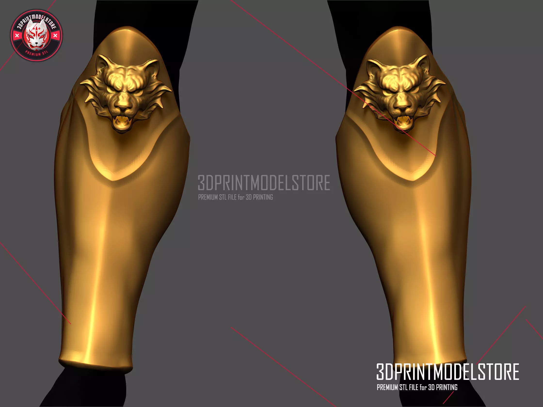 Tiger Roman Muscle Armor Leg Larp Armor Cosplay Halloween 3D print model_0