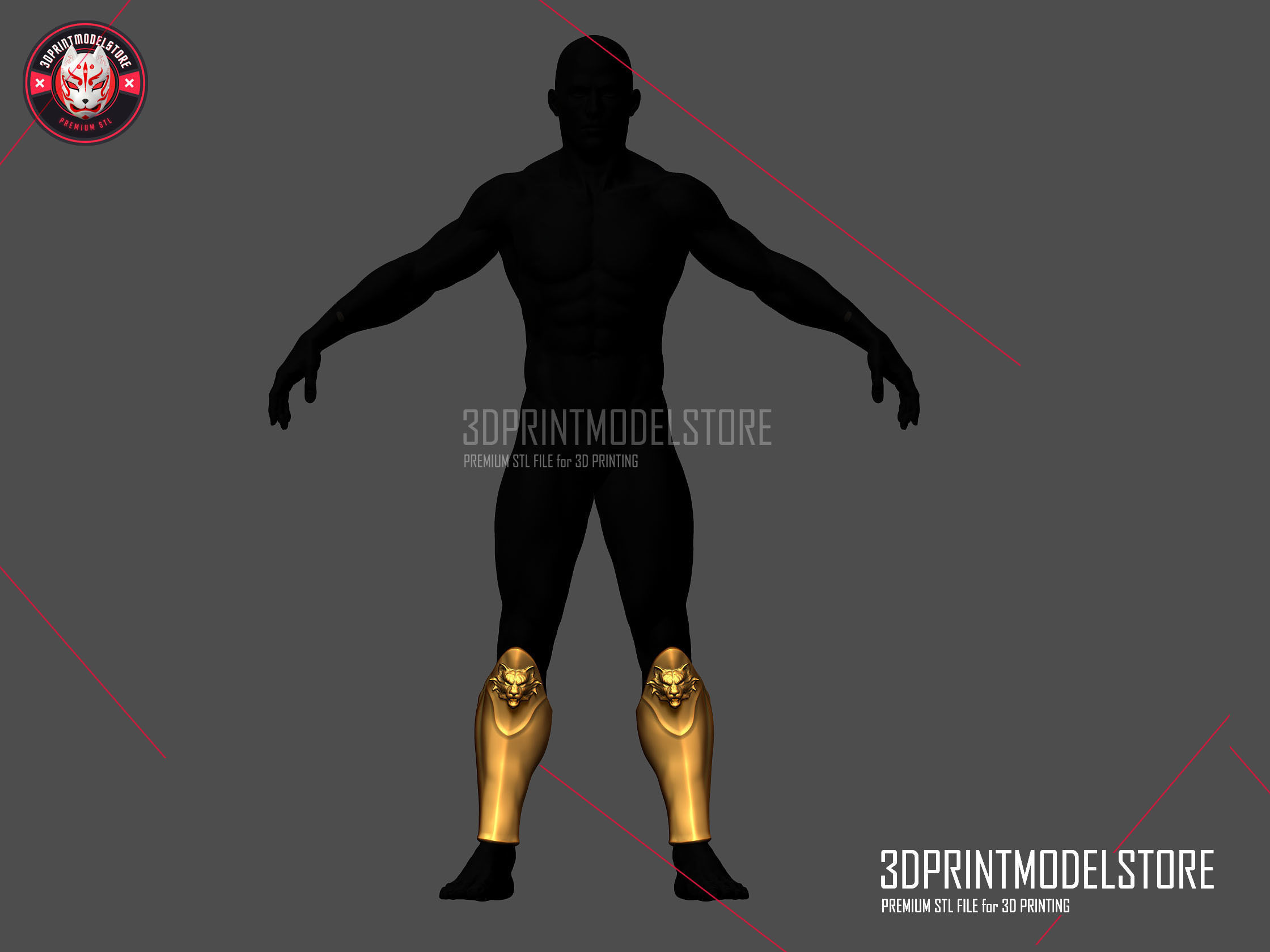 Tiger Roman Muscle Armor Leg Larp Armor Cosplay Halloween 3D print model_1