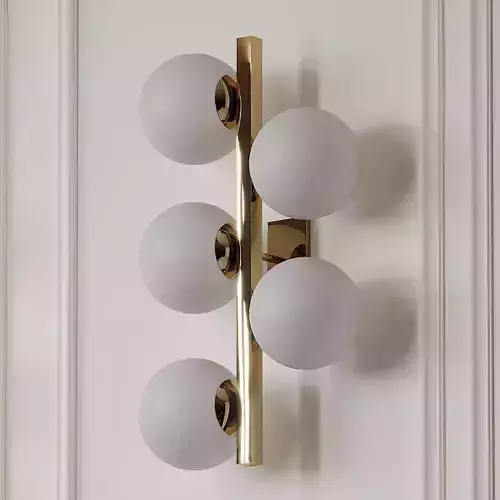 Contemporary Brass Sconces Opaline Glass Ball