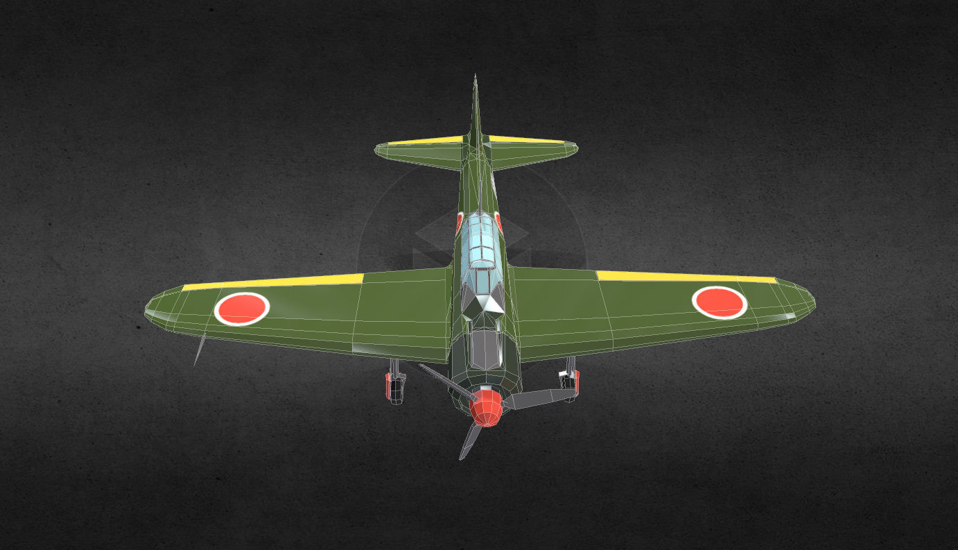 Mitsubishi A6M Zero Low-poly 3D model_10