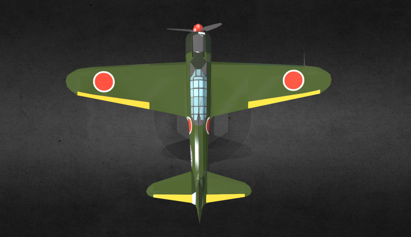 Mitsubishi A6M Zero Low-poly 3D model_6