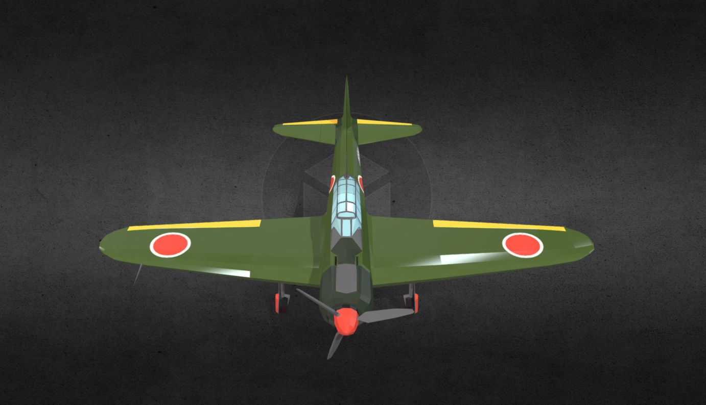 Mitsubishi A6M Zero Low-poly 3D model_1