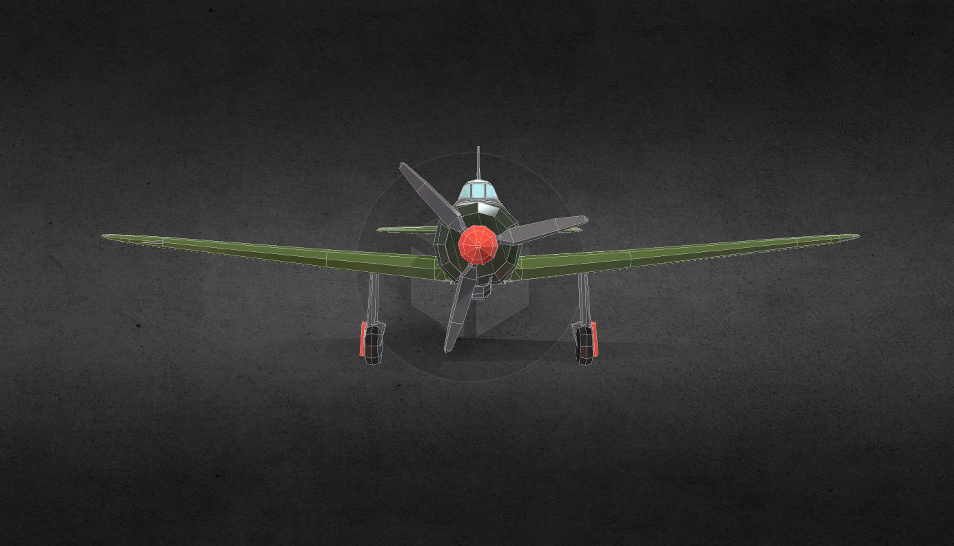 Mitsubishi A6M Zero Low-poly 3D model_11