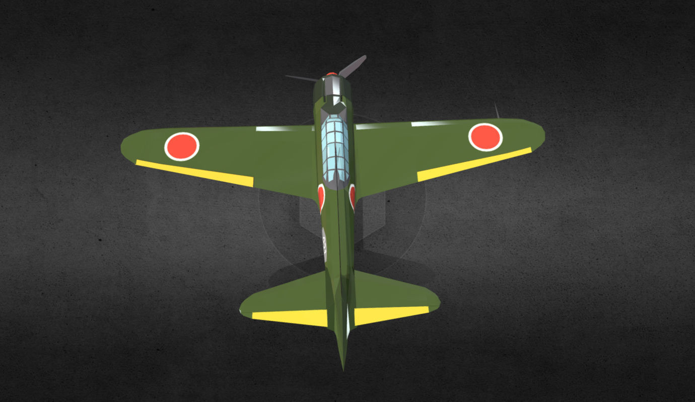 Mitsubishi A6M Zero Low-poly 3D model_4