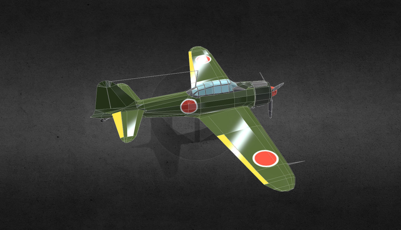 Mitsubishi A6M Zero Low-poly 3D model_8