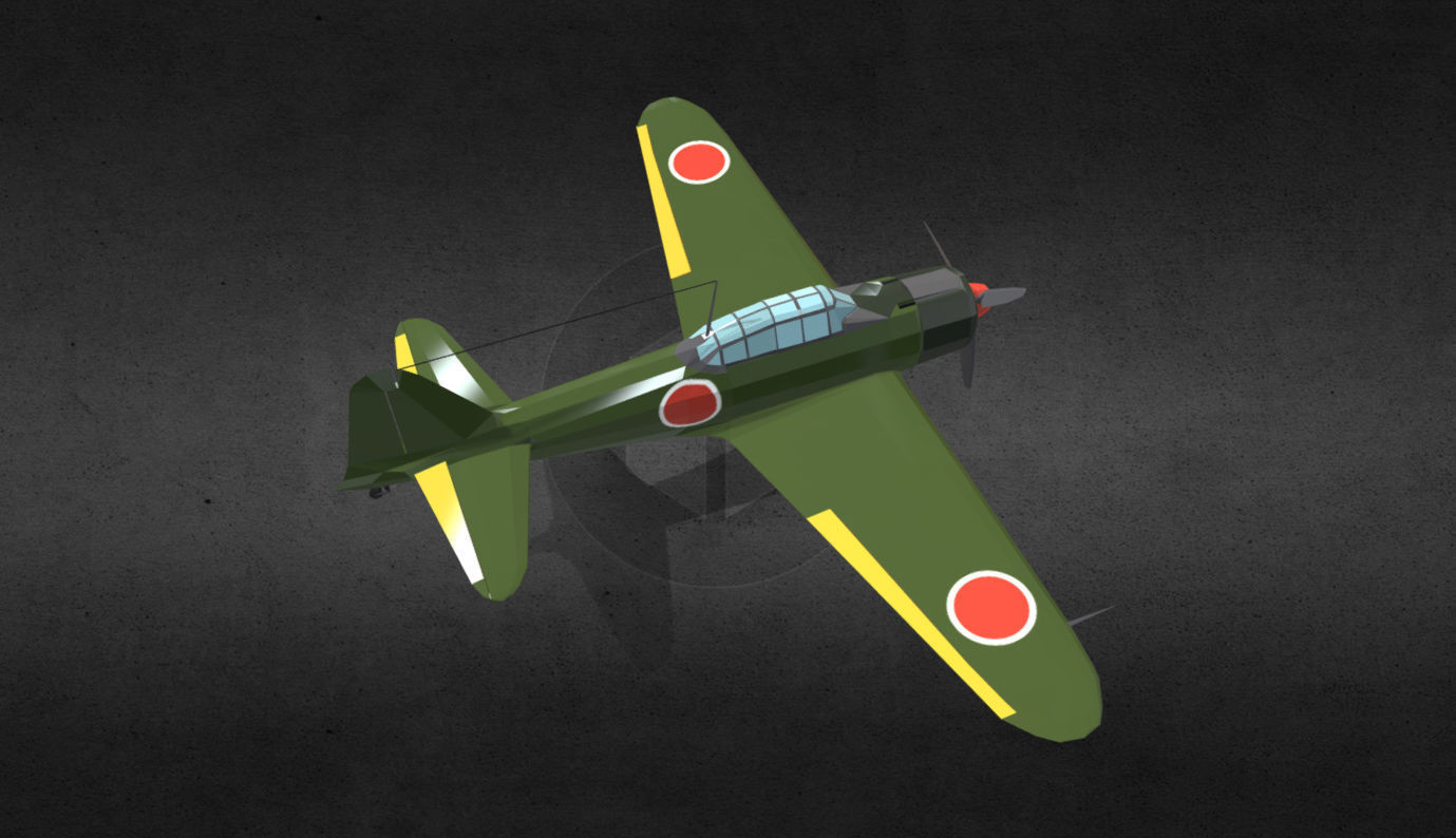 Mitsubishi A6M Zero Low-poly 3D model_3