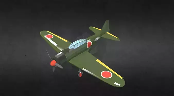 Mitsubishi A6M Zero Low-poly 3D model