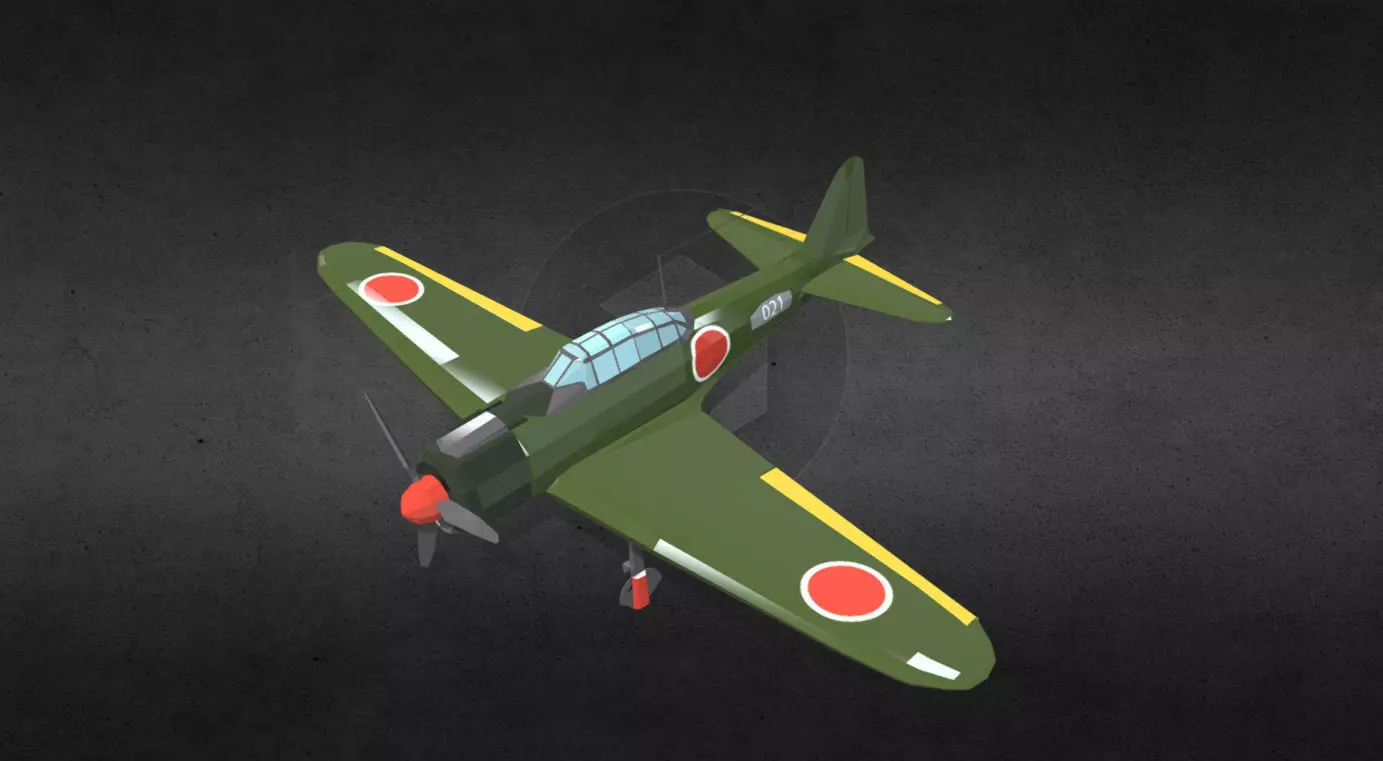 Mitsubishi A6M Zero Low-poly 3D model_0