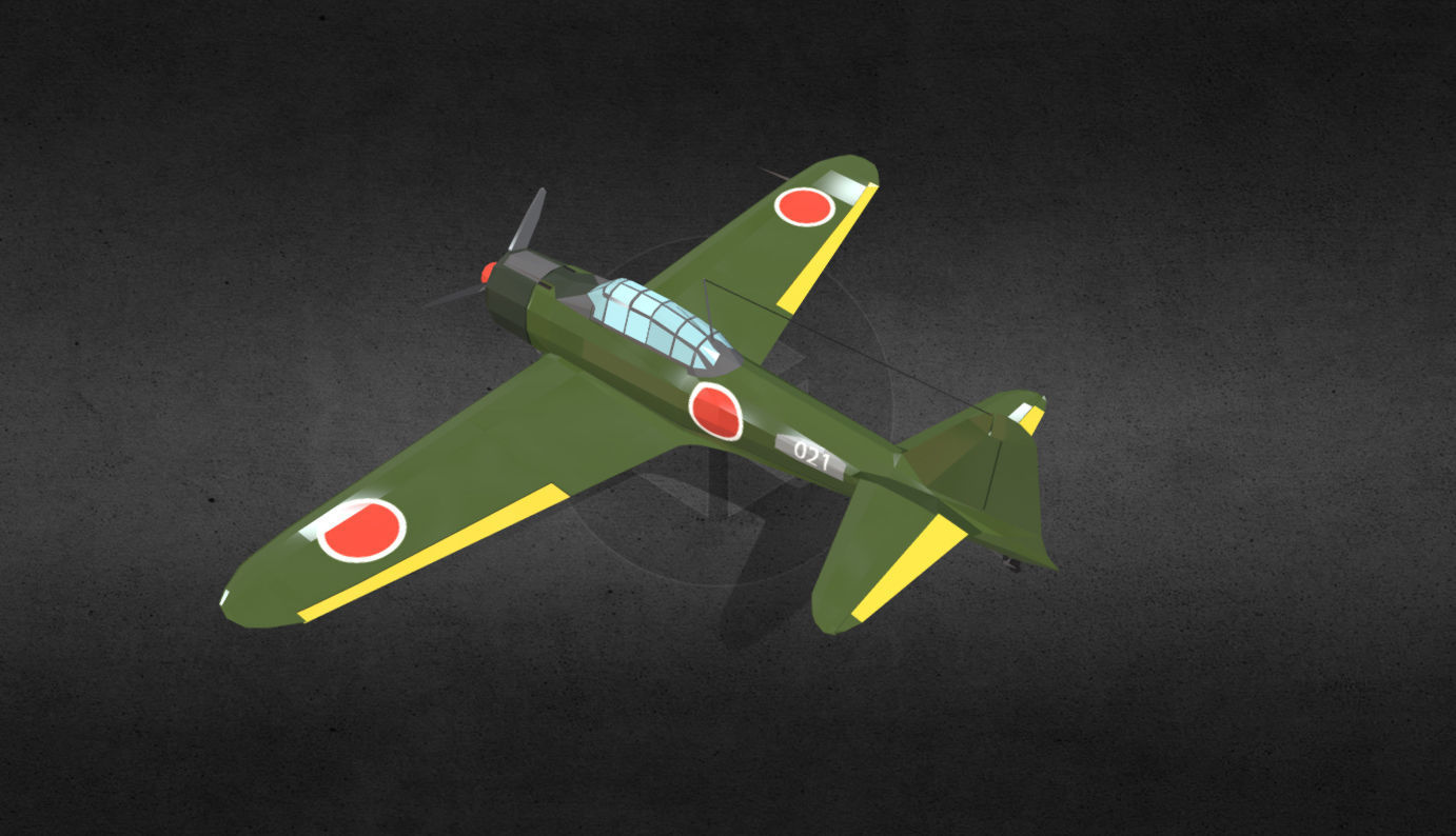 Mitsubishi A6M Zero Low-poly 3D model_5