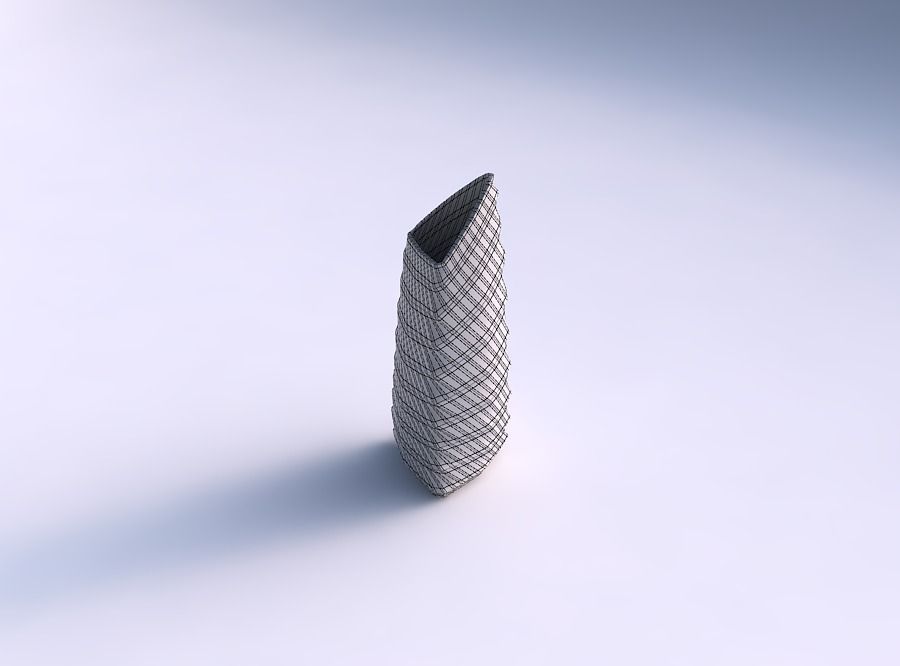 Vase tipped triangle with twisted grid plates 3D print model_5