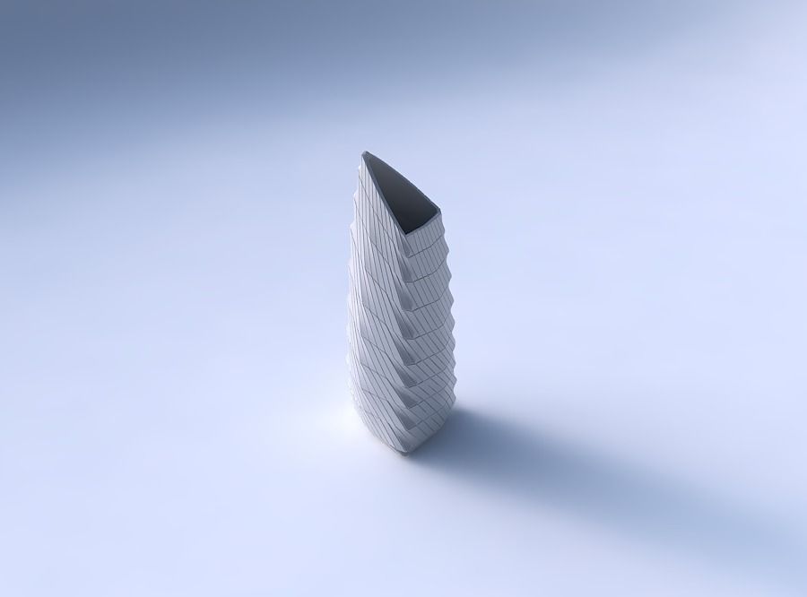 Vase tipped triangle with twisted grid plates 3D print model_3
