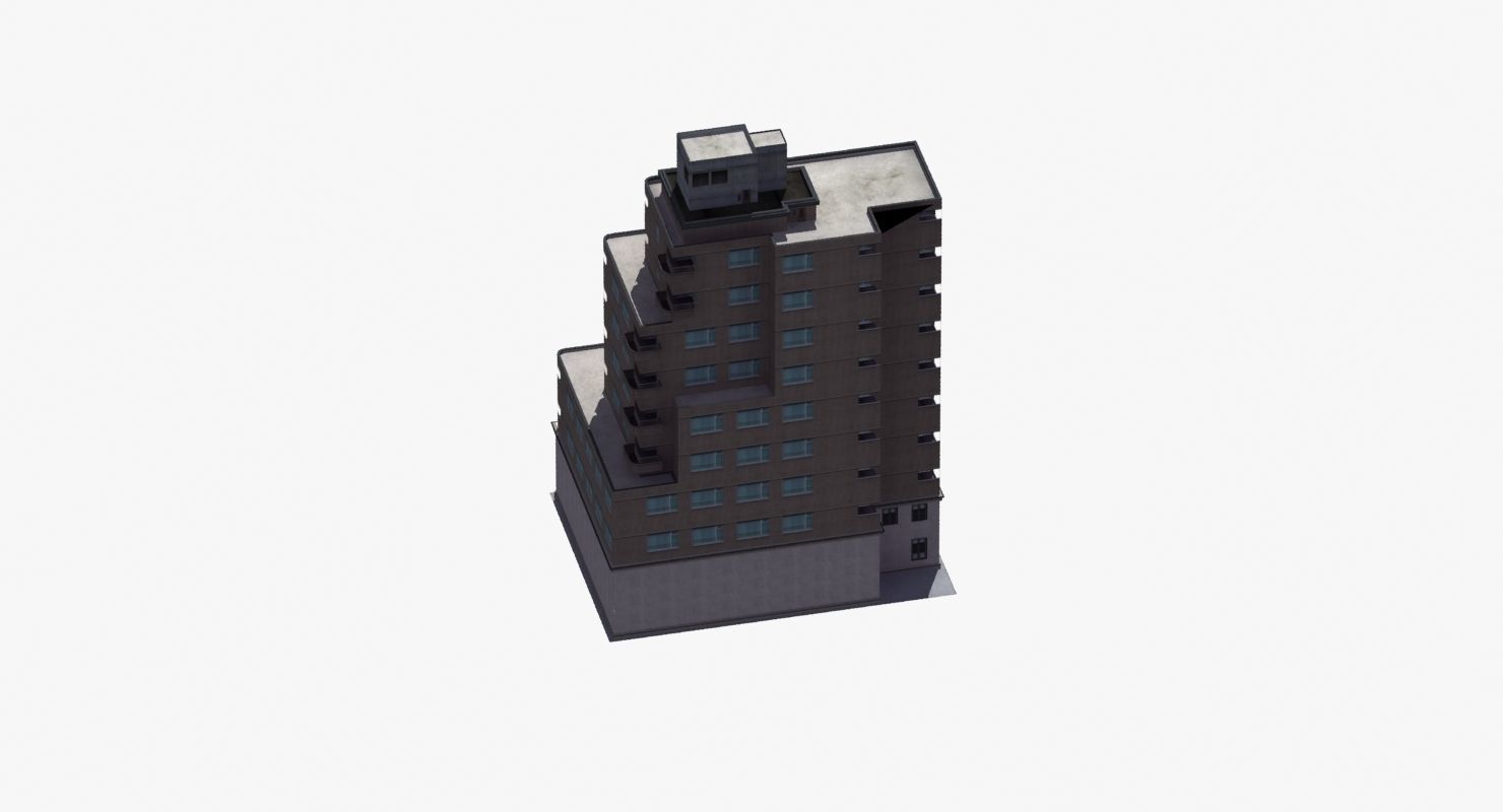 Modern Apartment Building Low-poly 3D model_21