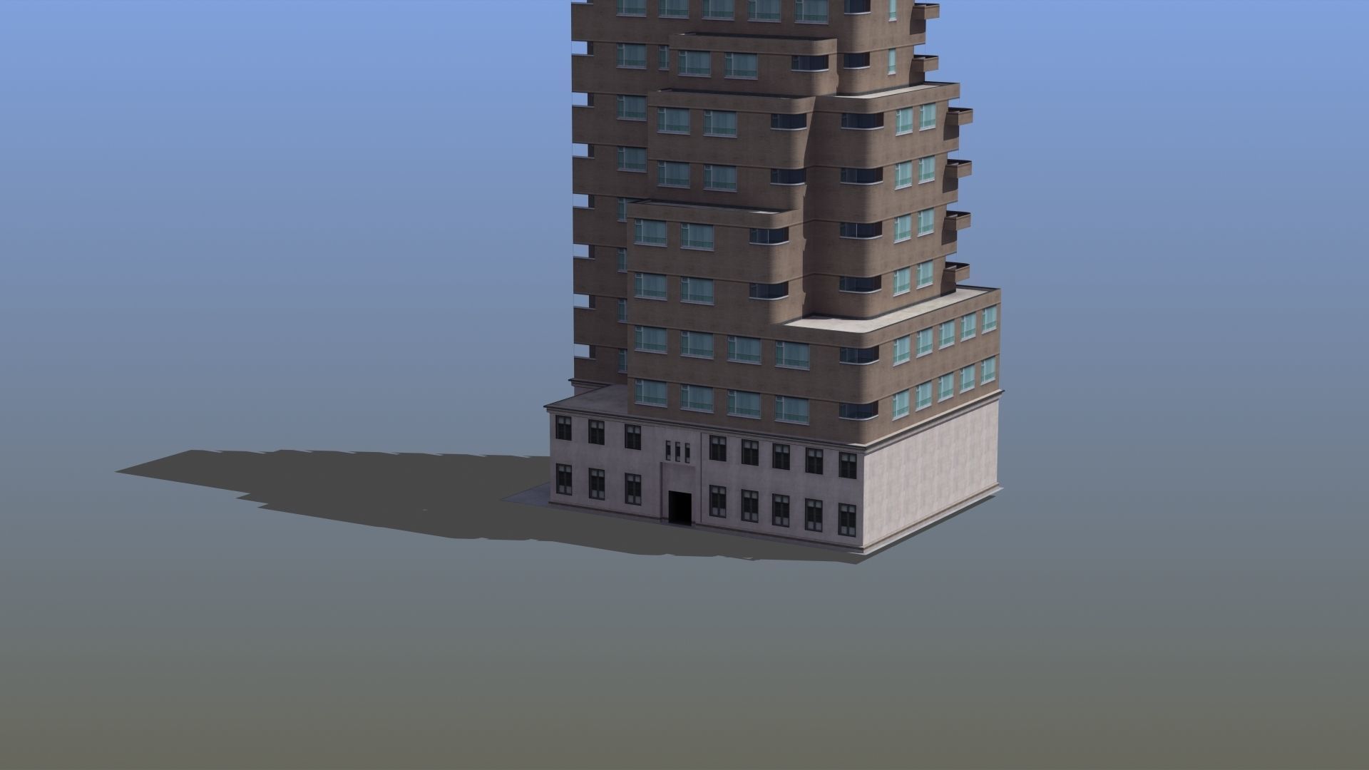 Modern Apartment Building Low-poly 3D model_49