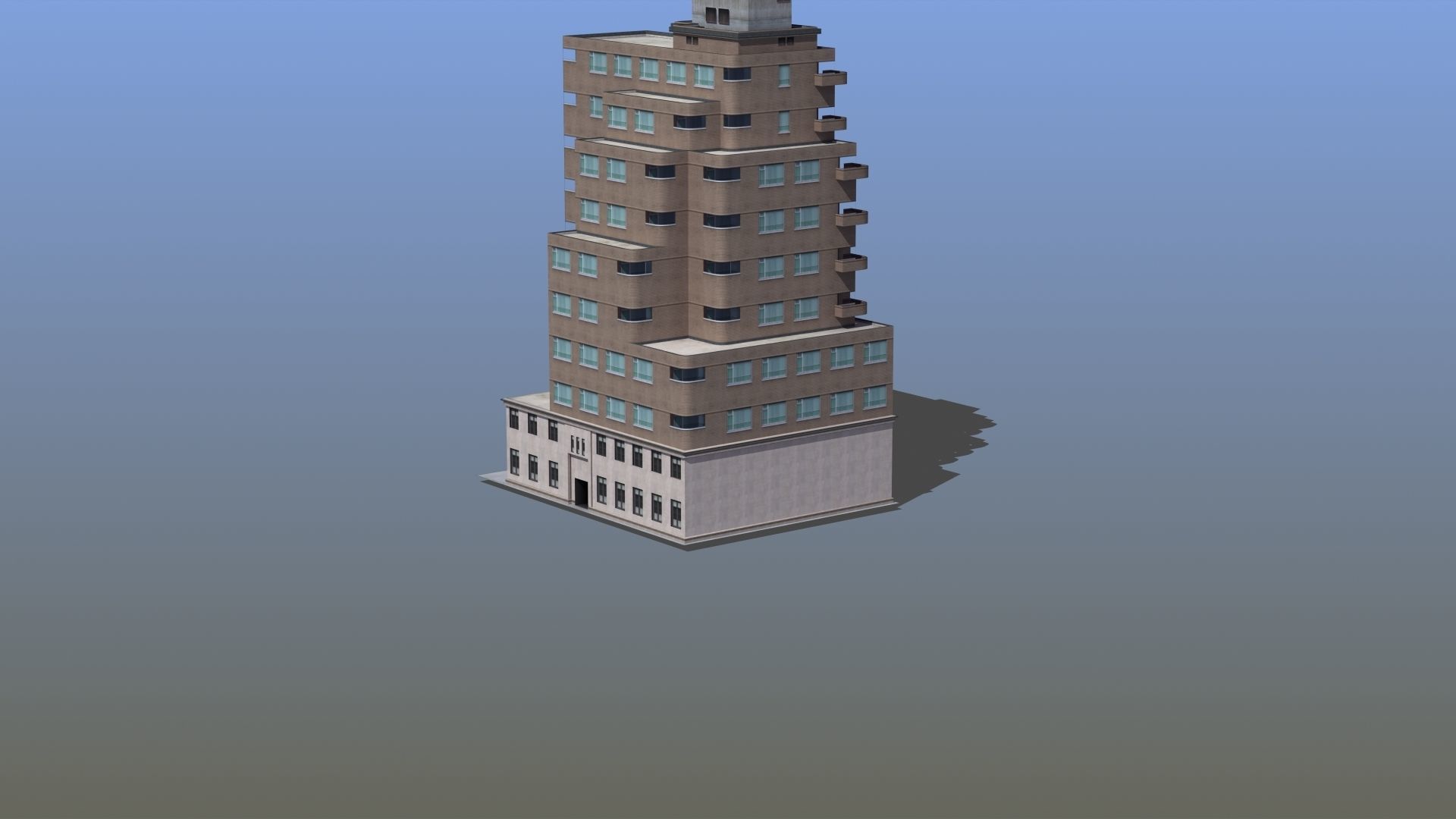 Modern Apartment Building Low-poly 3D model_28