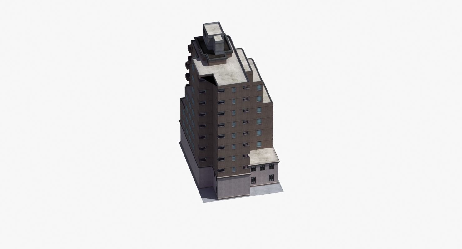 Modern Apartment Building Low-poly 3D model_17