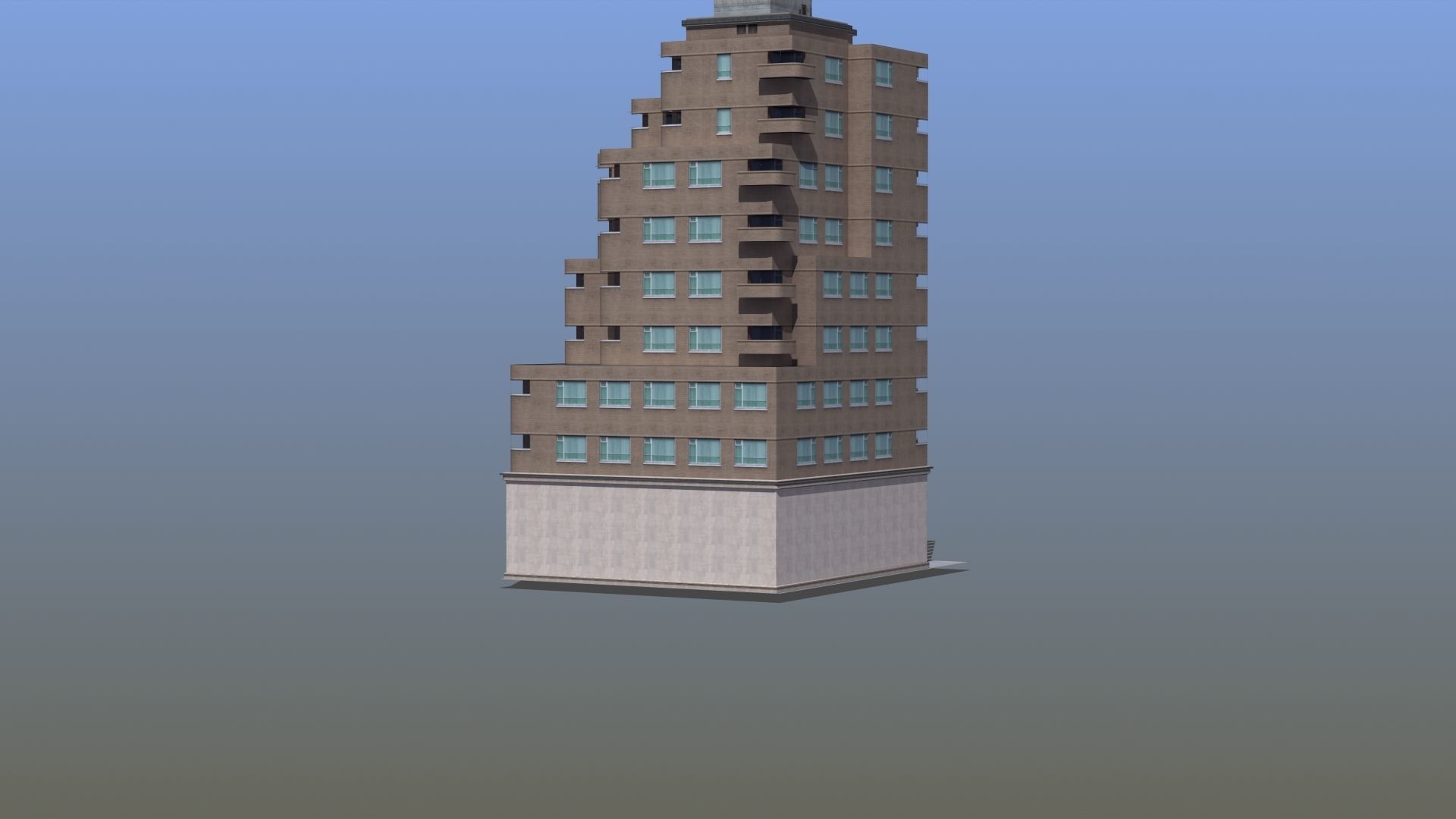 Modern Apartment Building Low-poly 3D model_59