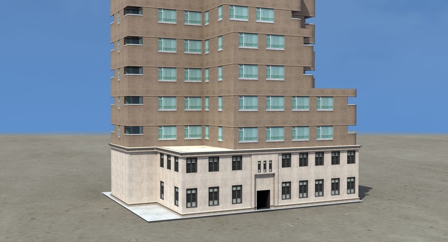 Modern Apartment Building Low-poly 3D model_36