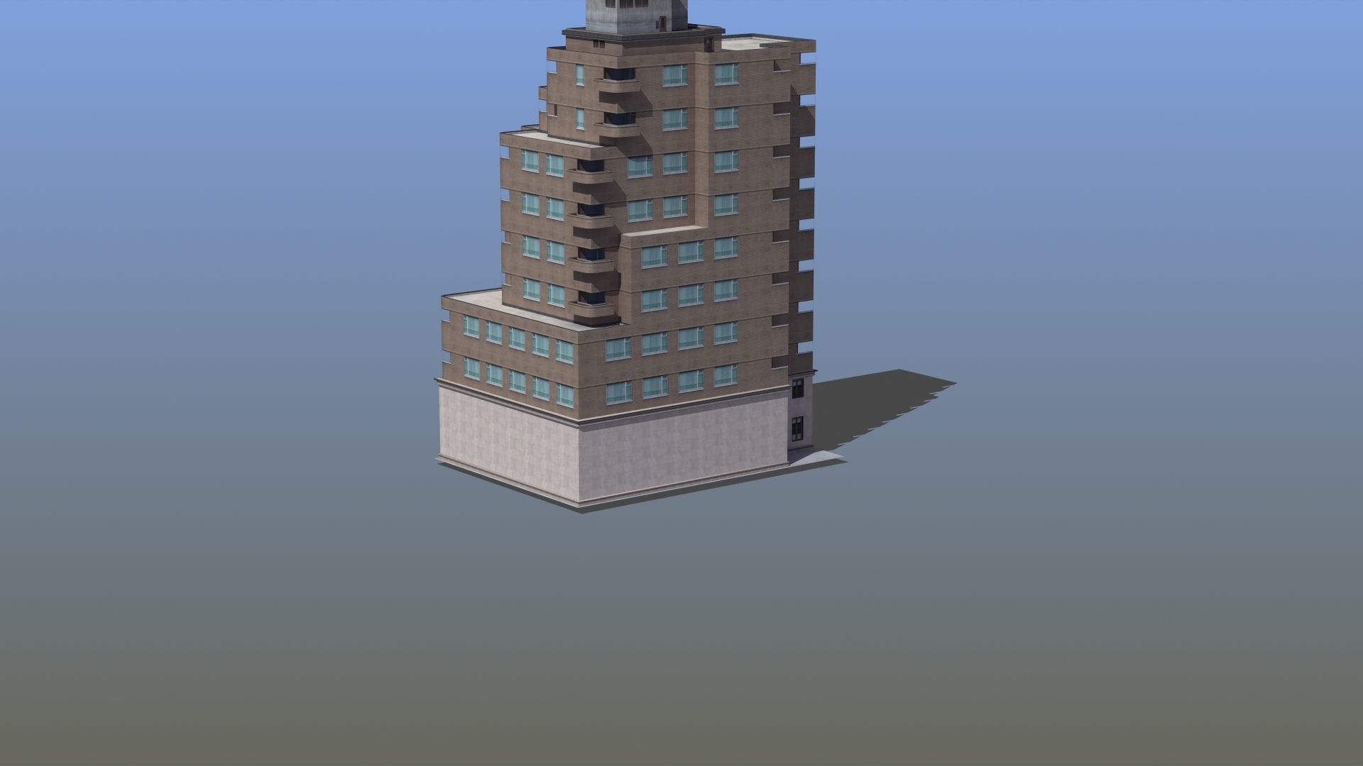 Modern Apartment Building Low-poly 3D model_45