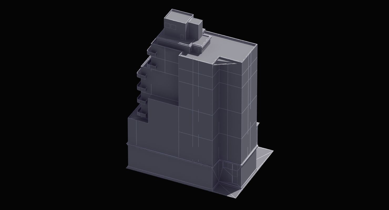 Modern Apartment Building Low-poly 3D model_42