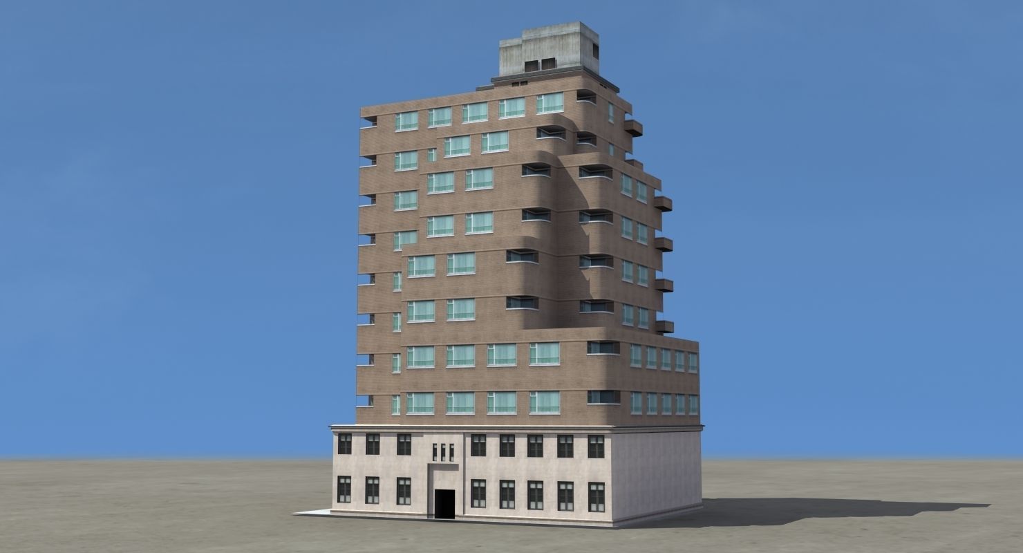 Modern Apartment Building Low-poly 3D model_37