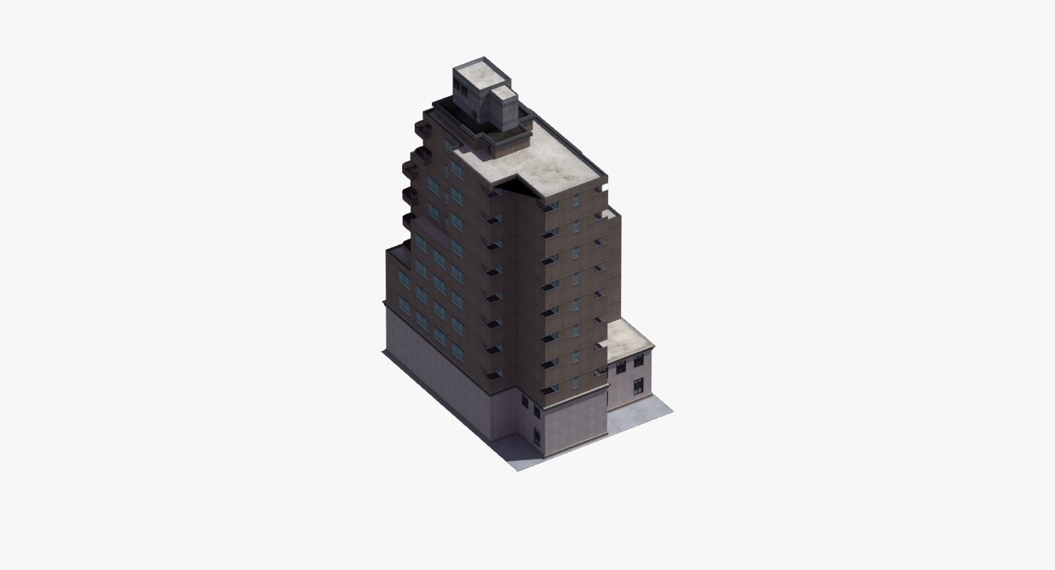 Modern Apartment Building Low-poly 3D model_18