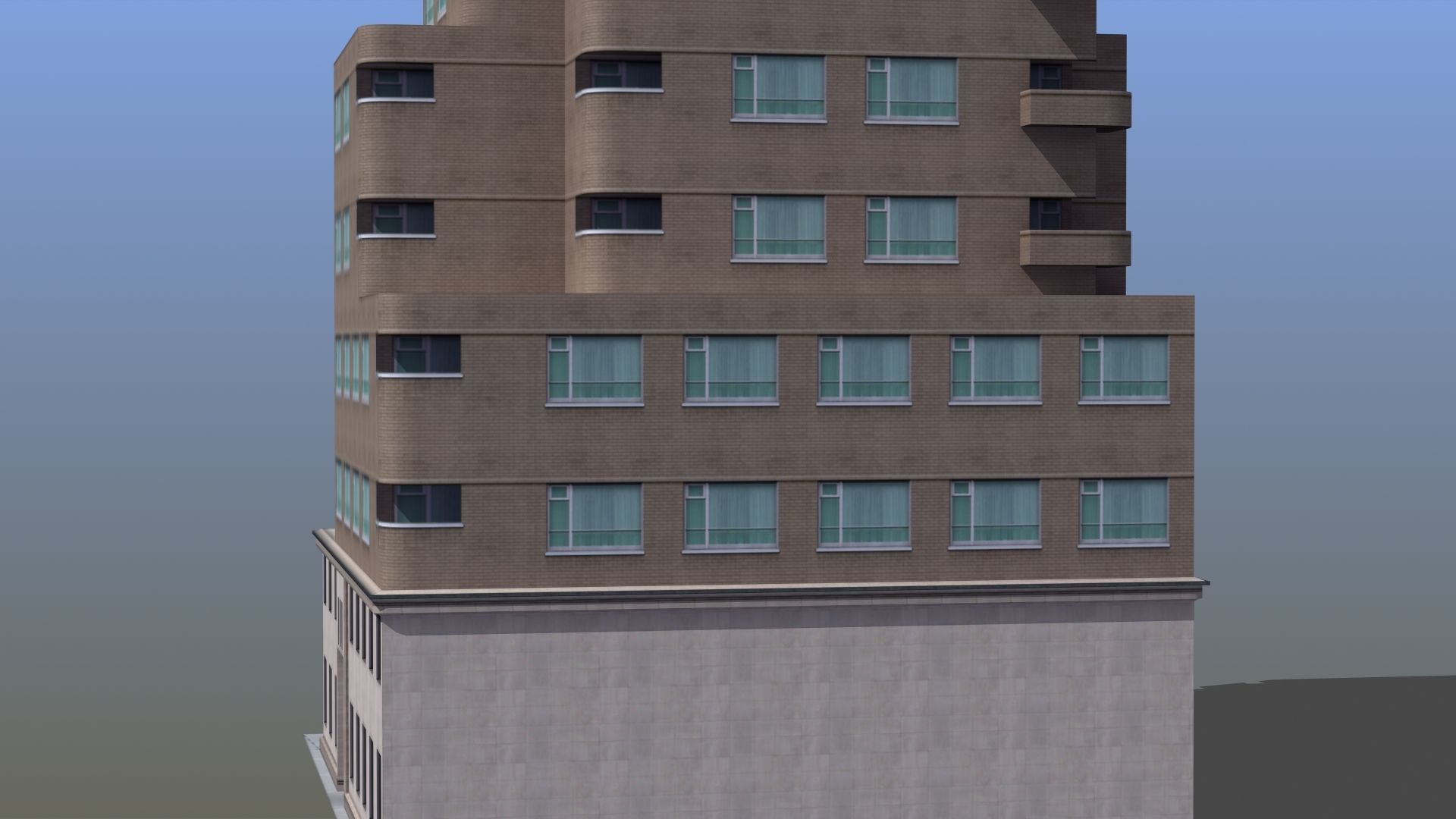Modern Apartment Building Low-poly 3D model_27