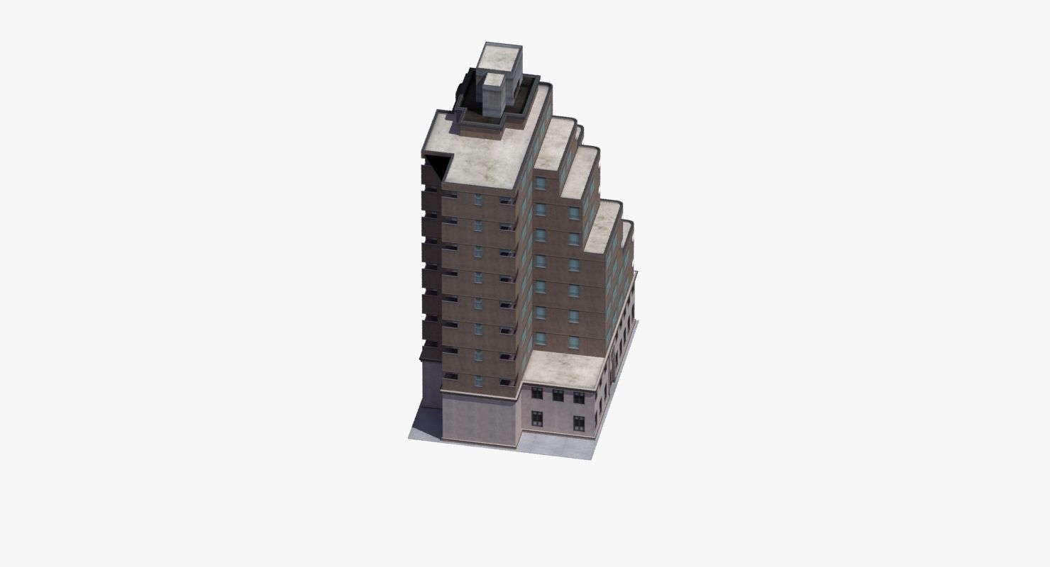 Modern Apartment Building Low-poly 3D model_15