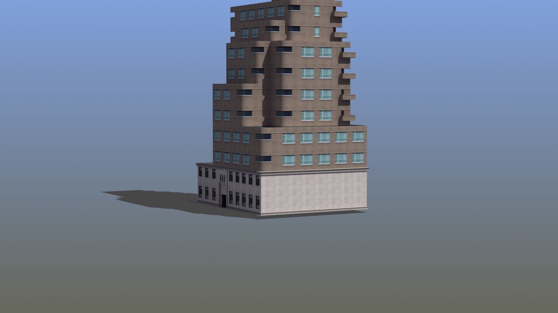 Modern Apartment Building Low-poly 3D model_53