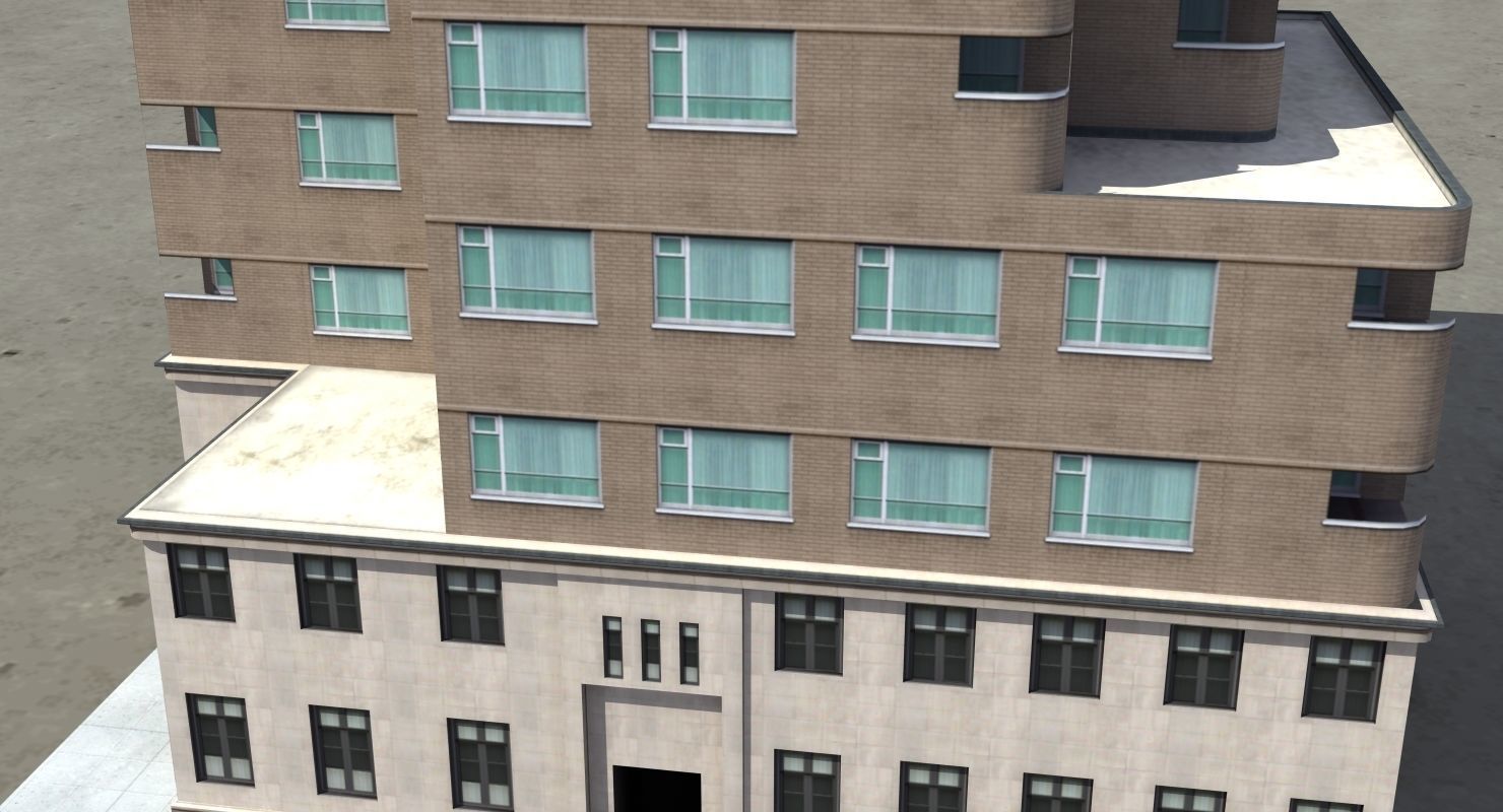 Modern Apartment Building Low-poly 3D model_34