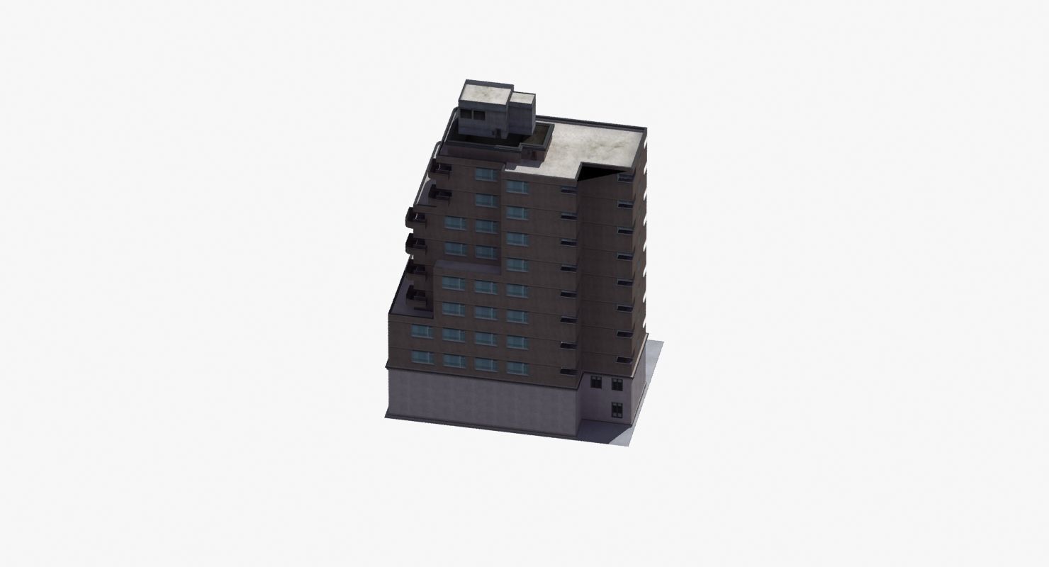 Modern Apartment Building Low-poly 3D model_20