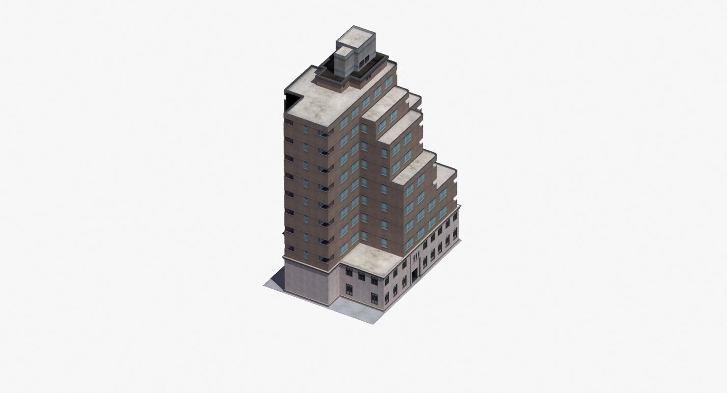 Modern Apartment Building Low-poly 3D model_14
