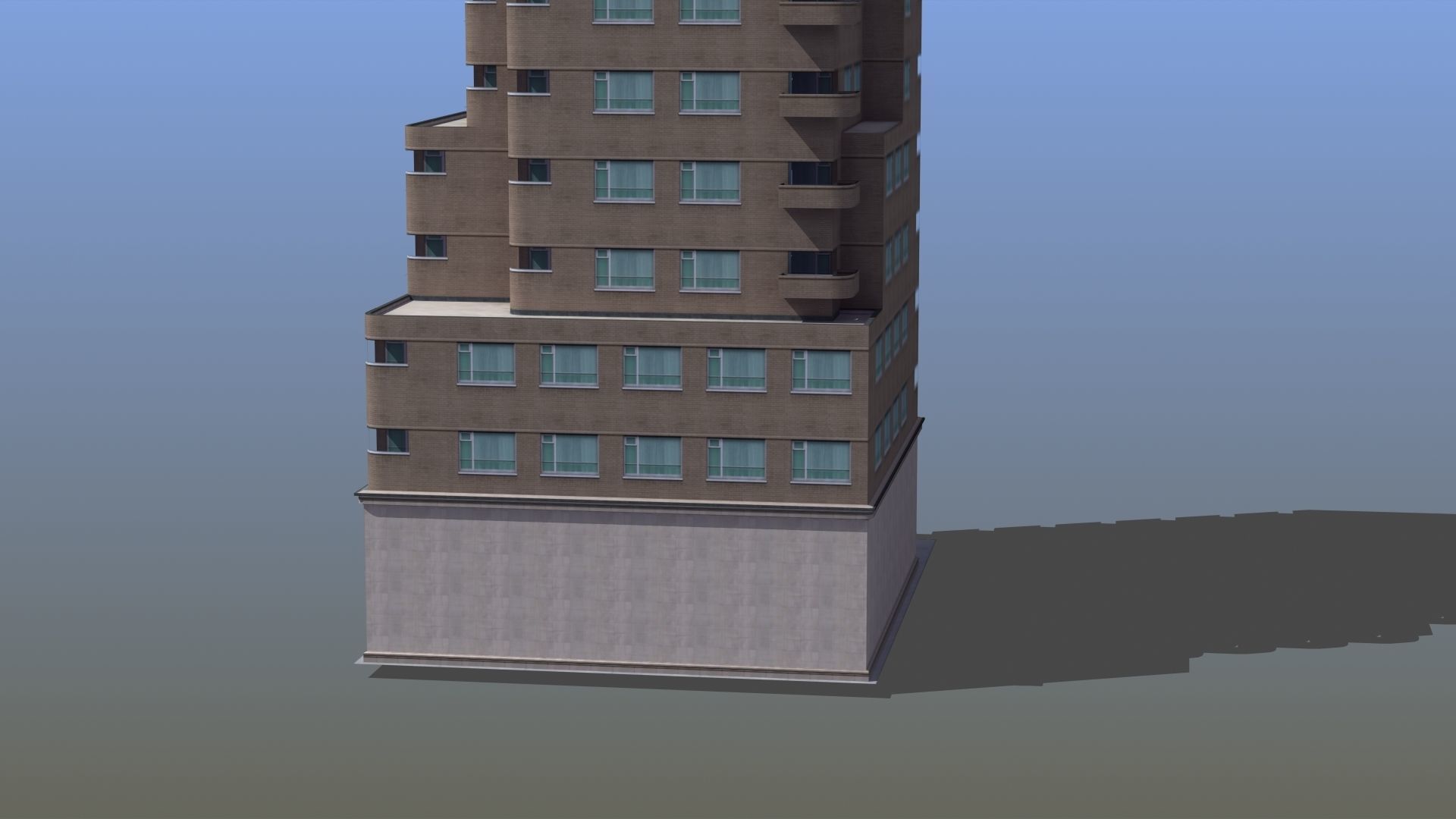Modern Apartment Building Low-poly 3D model_23