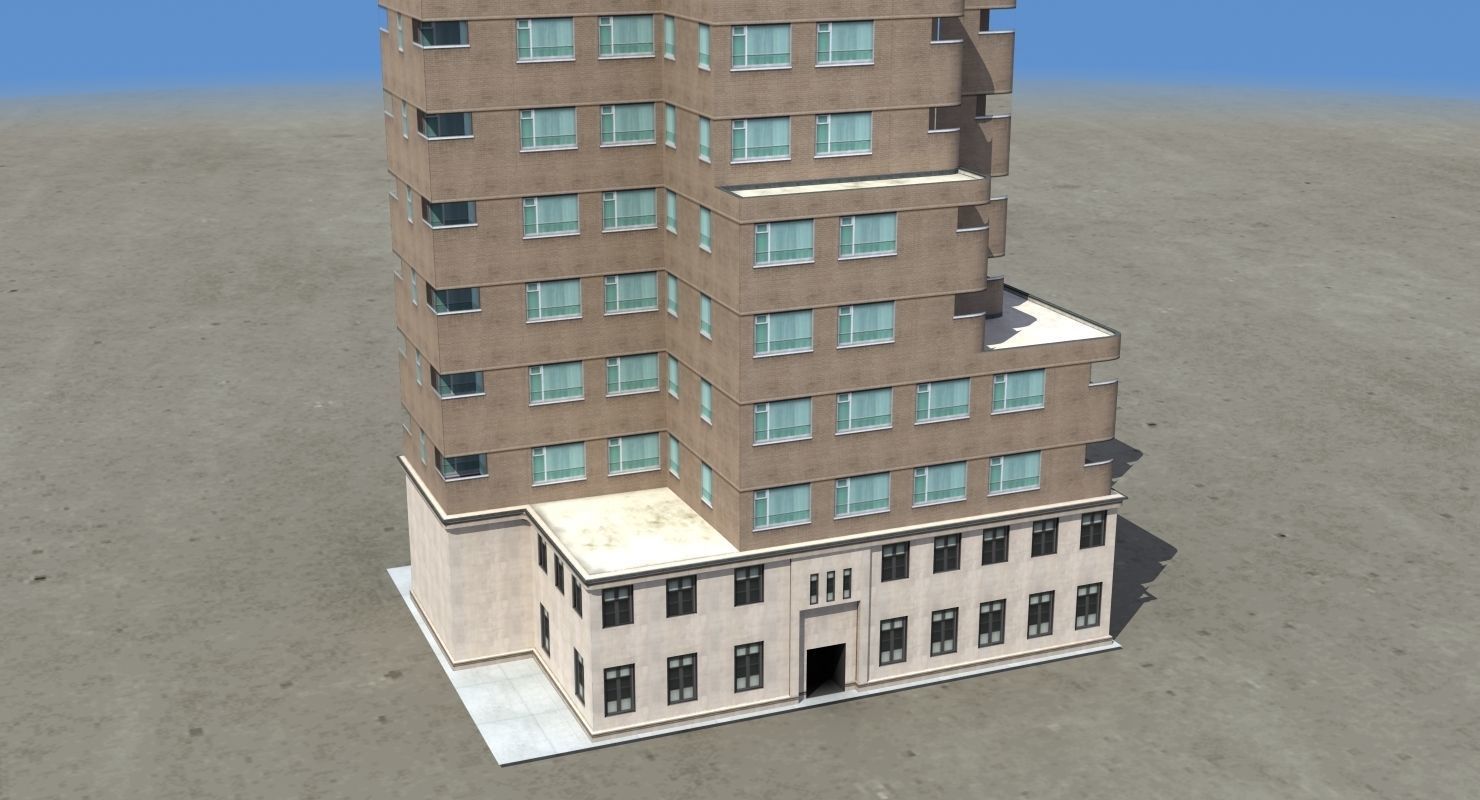 Modern Apartment Building Low-poly 3D model_44