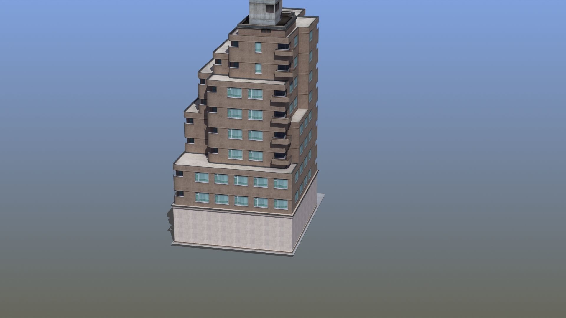 Modern Apartment Building Low-poly 3D model_46