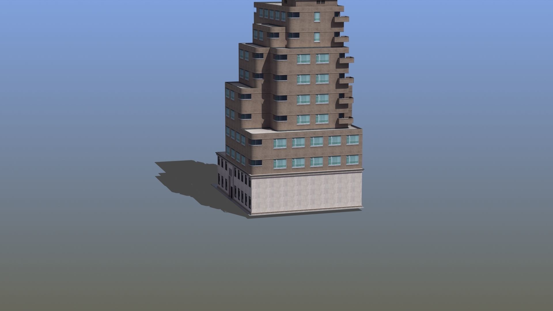 Modern Apartment Building Low-poly 3D model_55
