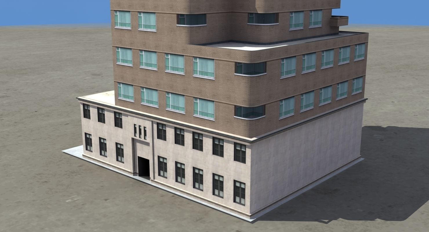 Modern Apartment Building Low-poly 3D model_35