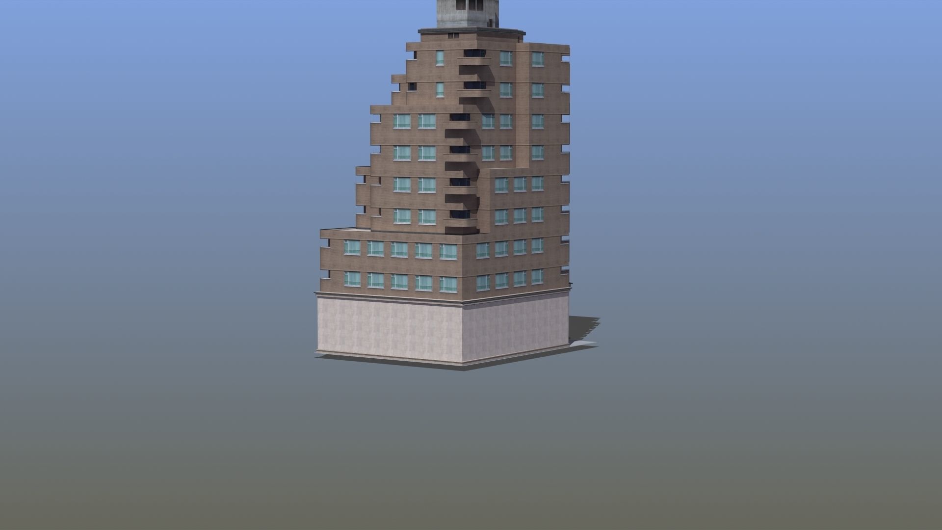 Modern Apartment Building Low-poly 3D model_60