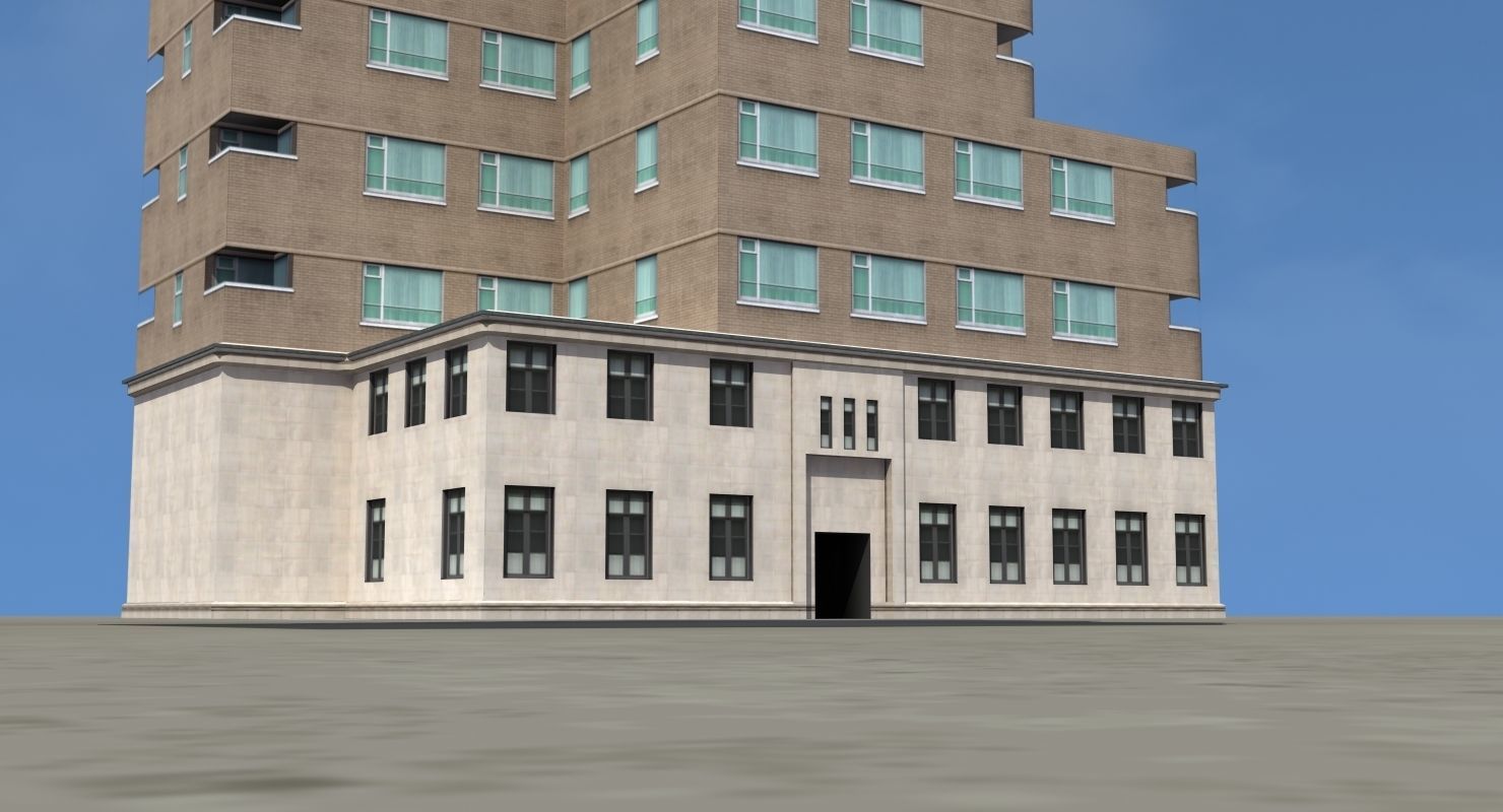 Modern Apartment Building Low-poly 3D model_38