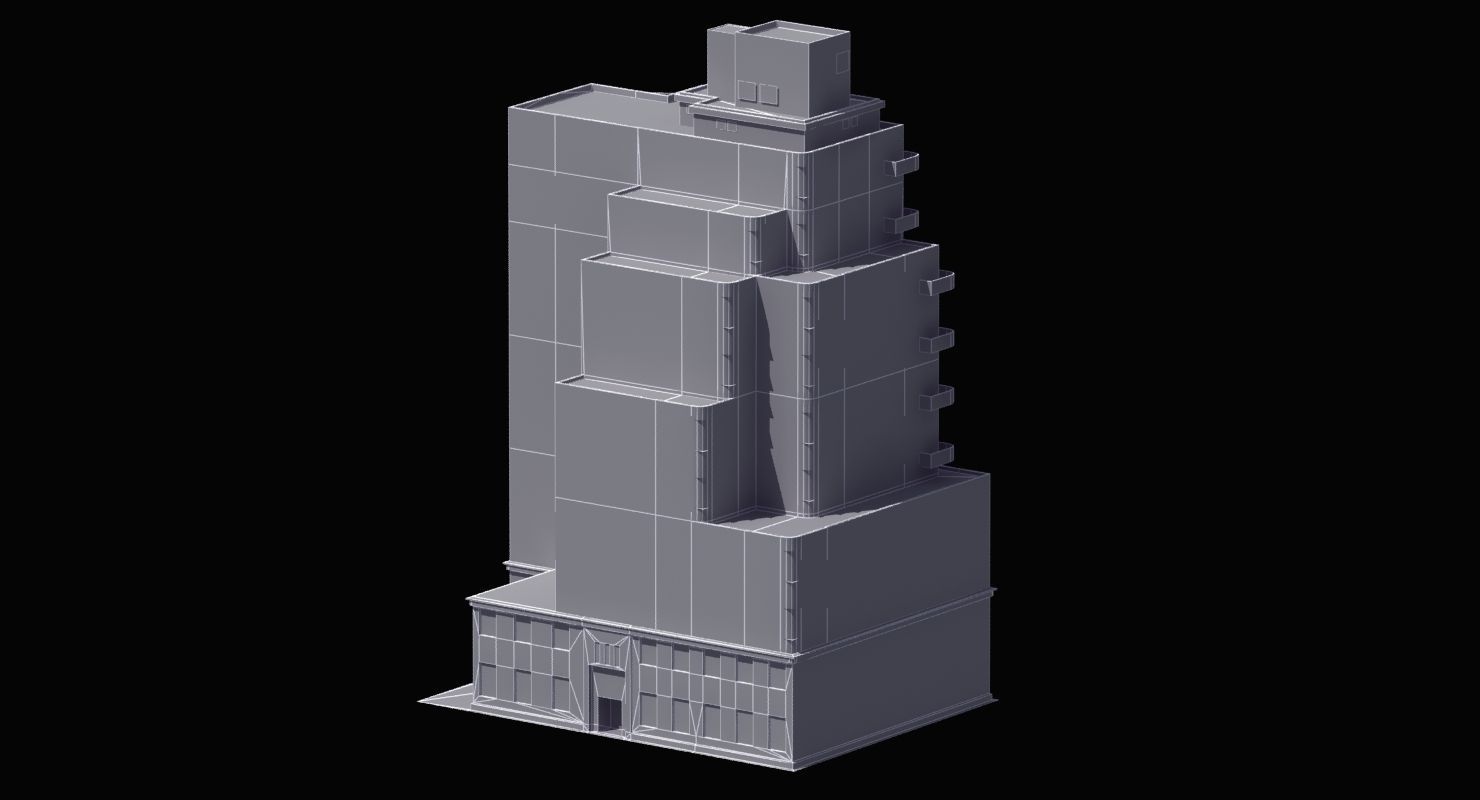 Modern Apartment Building Low-poly 3D model_41