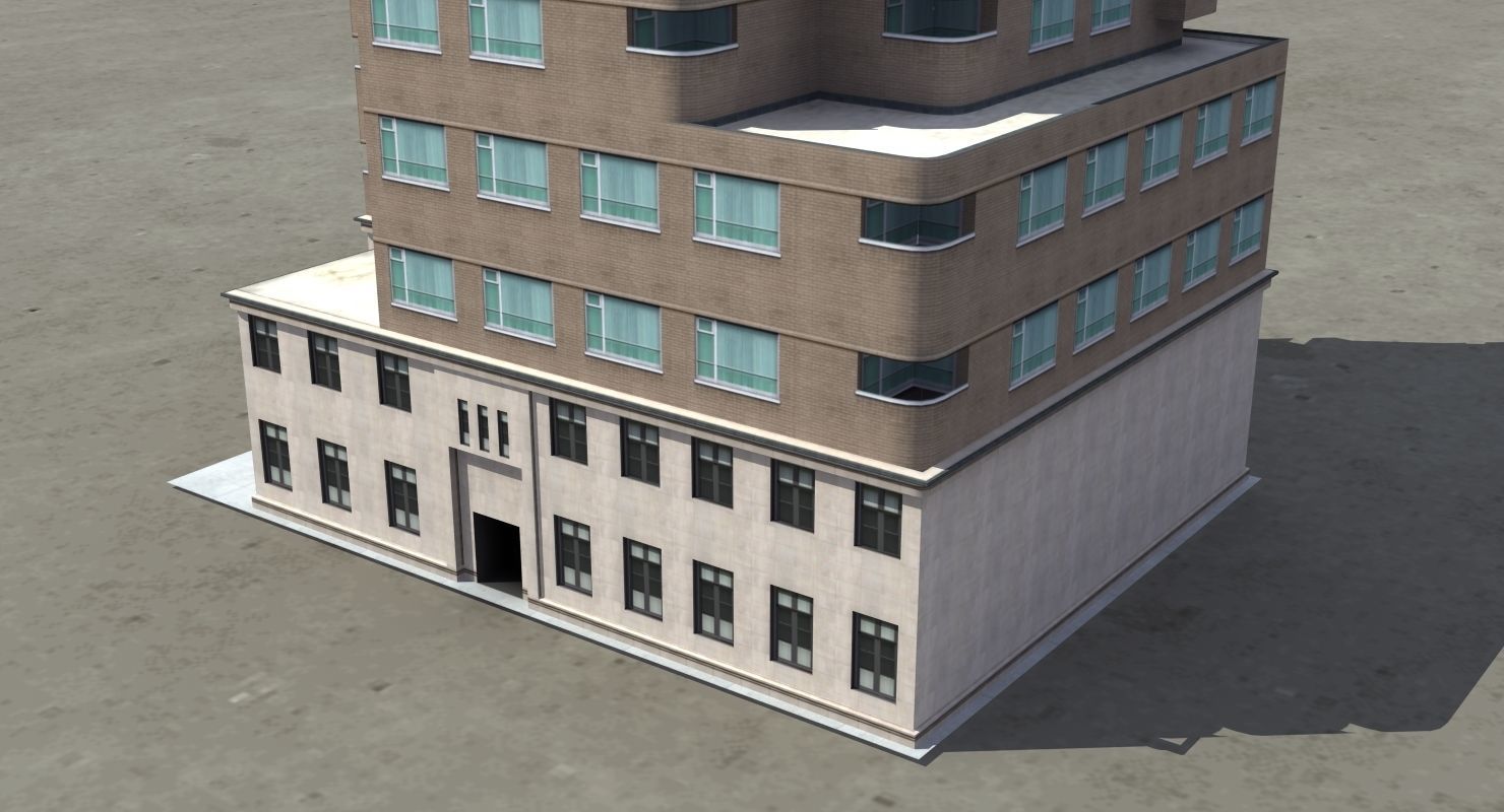 Modern Apartment Building Low-poly 3D model_31