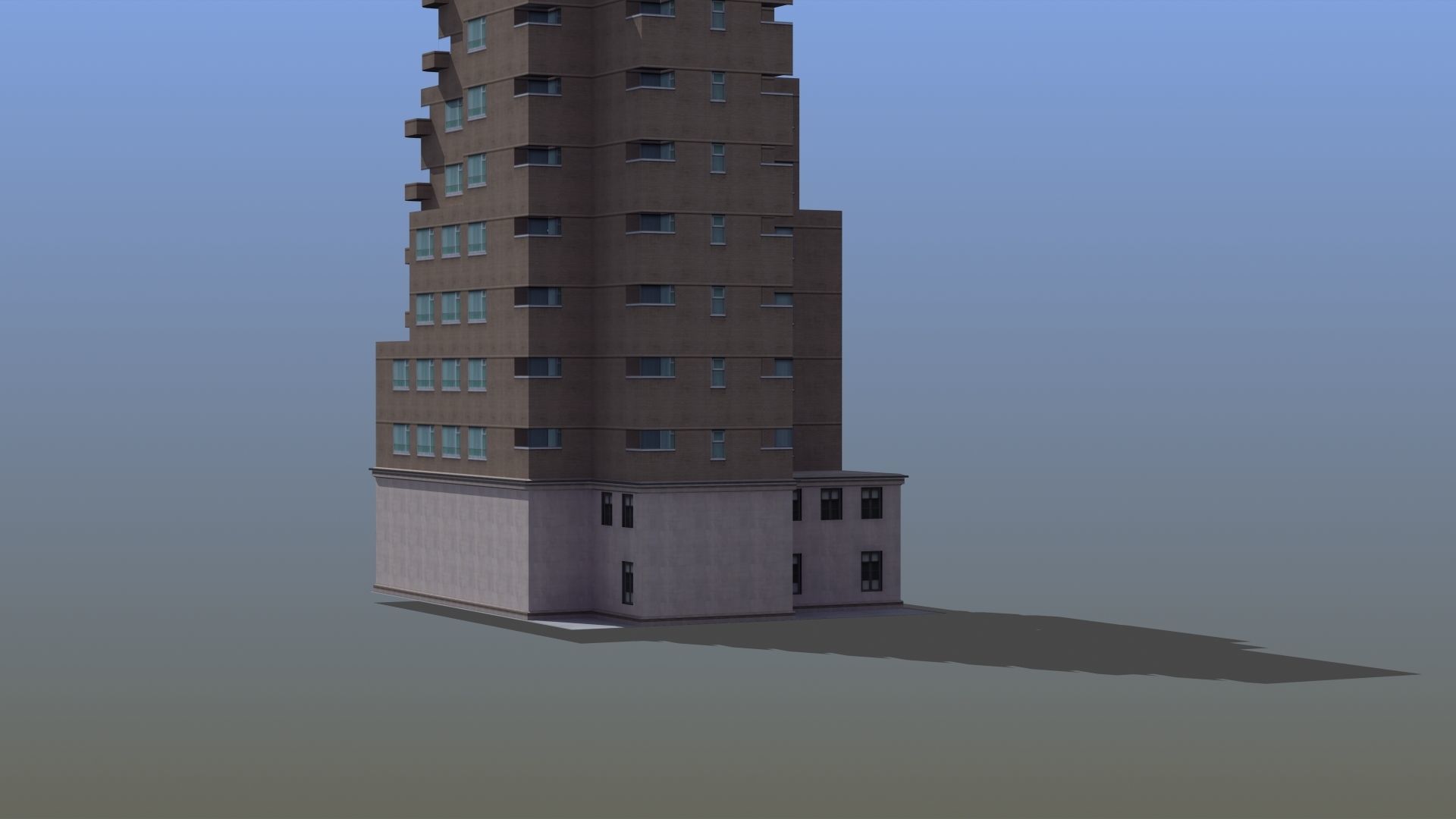Modern Apartment Building Low-poly 3D model_51